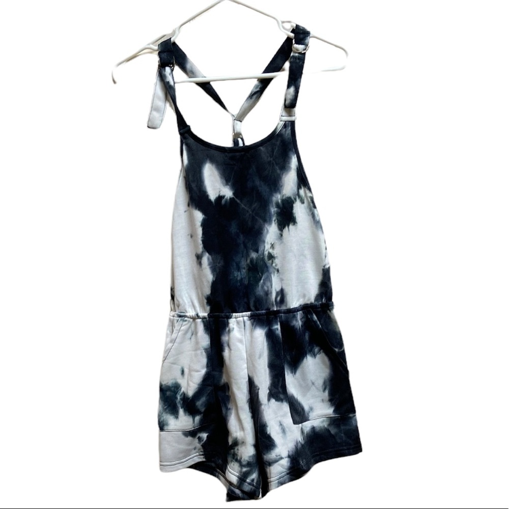 Kori black/ white tie dye strapped romper